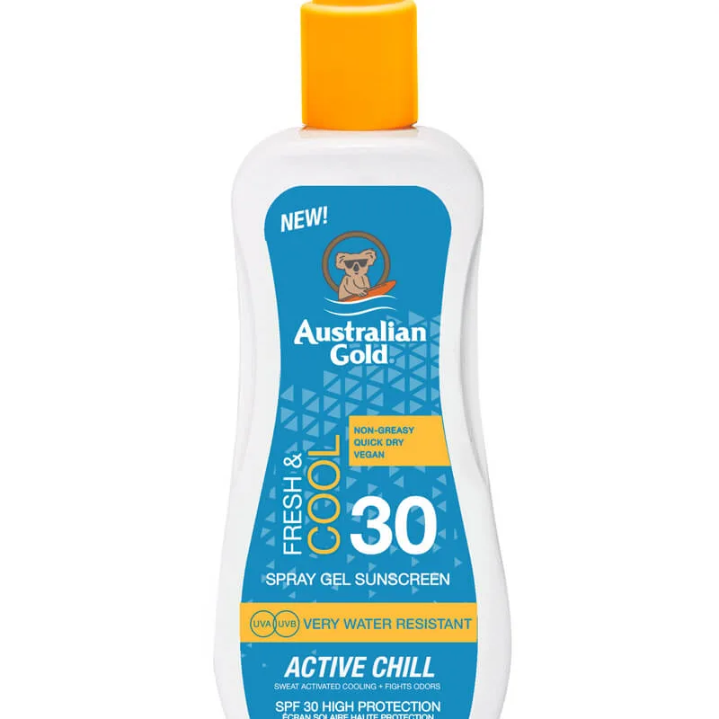 Australian Gold Fresh & Cool Spray Gel Sunscreen Active Chill SPF 30 (U) (F) 237 ml