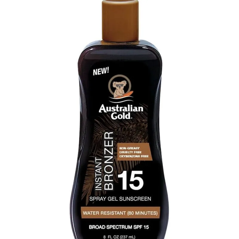 Australian Gold SPF 15 Bronzer Travel Size Tanning Gel Spray 100 ml