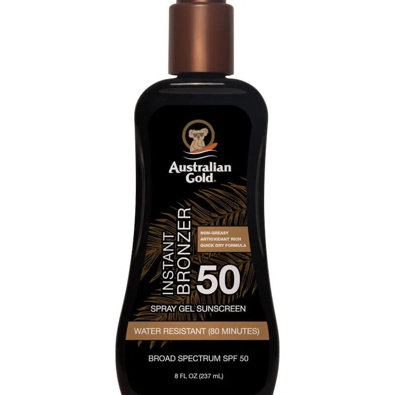 Australian Gold Spray Gel Sunscreen SPF 50 with Instant Bronzer 237 ml