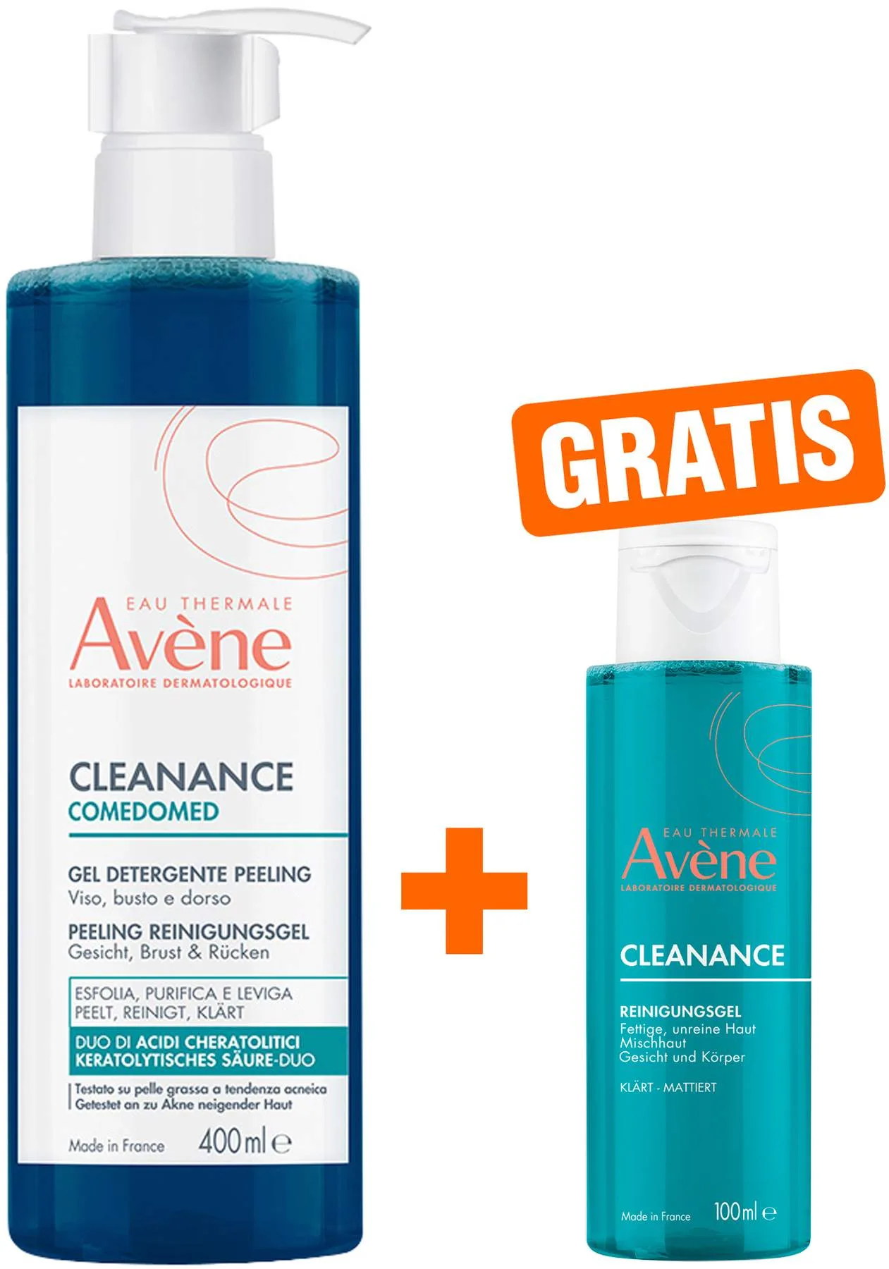 Avene Cleanance Comedomed Peeling Reinigungsgel 400 ml + gratis Avene Cleanance Reinigungsgel 100 ml - Bei unreiner Haut