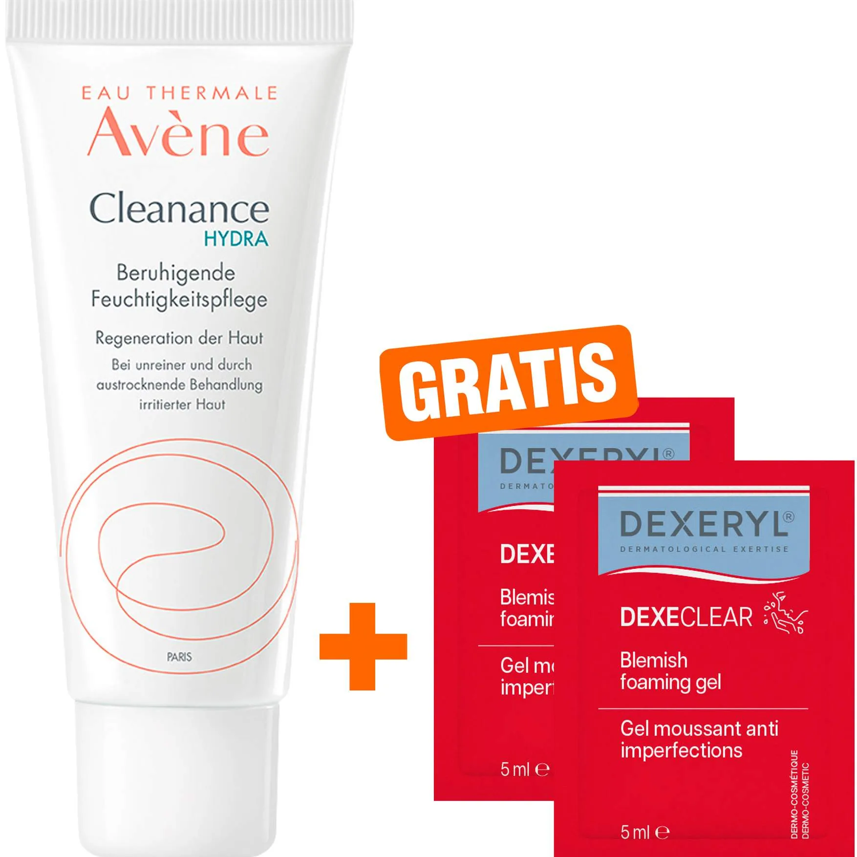 Avene Cleanance Hydra beruhigende Feuchtigkeitspflege 40ml + gratis Dexeryl Dexeclear schäumendes Reinigungsgel 2 x 5 ml - Bei unreiner Haut