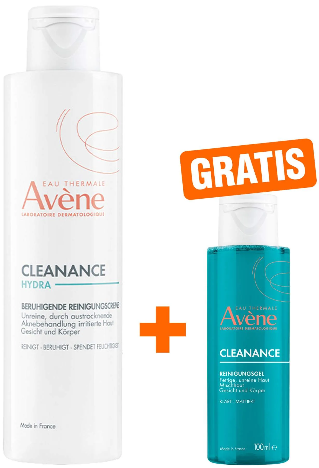 Avene Cleanance Hydra Beruhigende Reinigungscreme 200 ml + gratis Reinigungsgel 100 ml