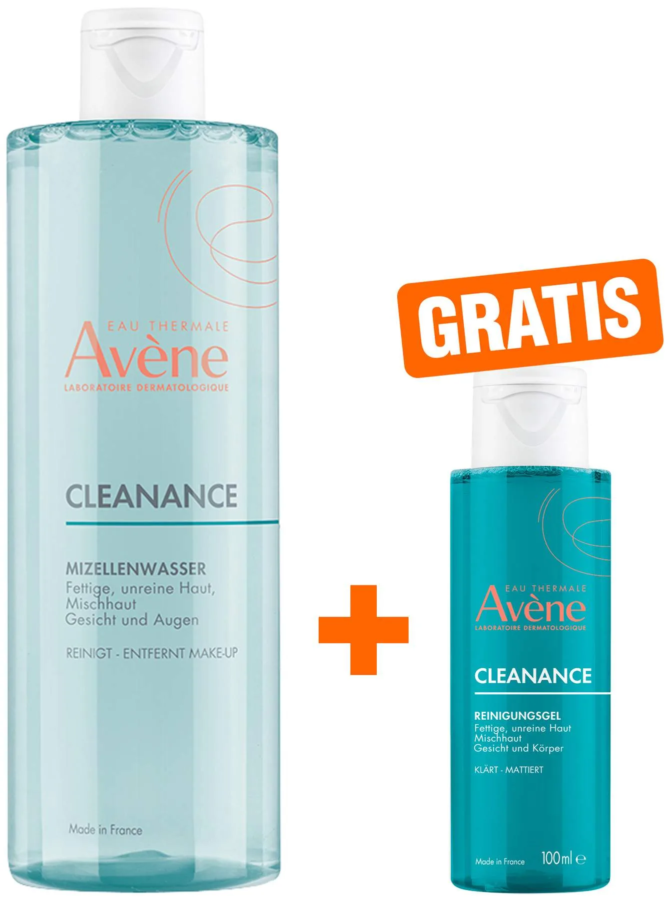 Avene Cleanance Mizellenwasser 400 ml + gratis Avene Cleanance Reinigungsgel 100 ml - Bei Akne und unreiner Haut