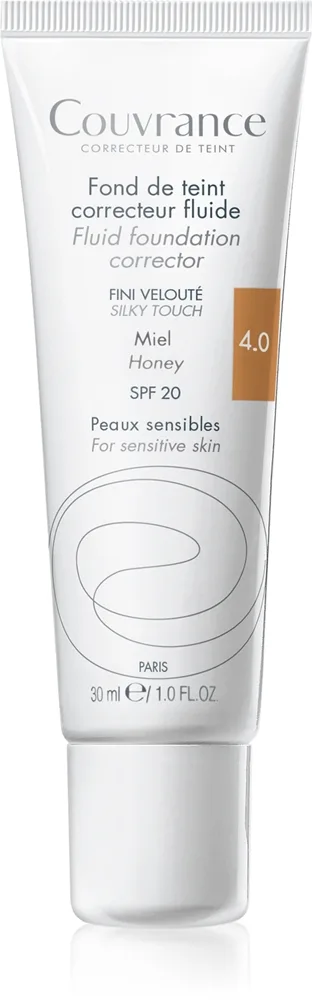 Avène Couvrance Fluid Foundation Corrector nestemäinen peittävä meikkivoide SPF 20 sävy 4.0 Honey 30 ml