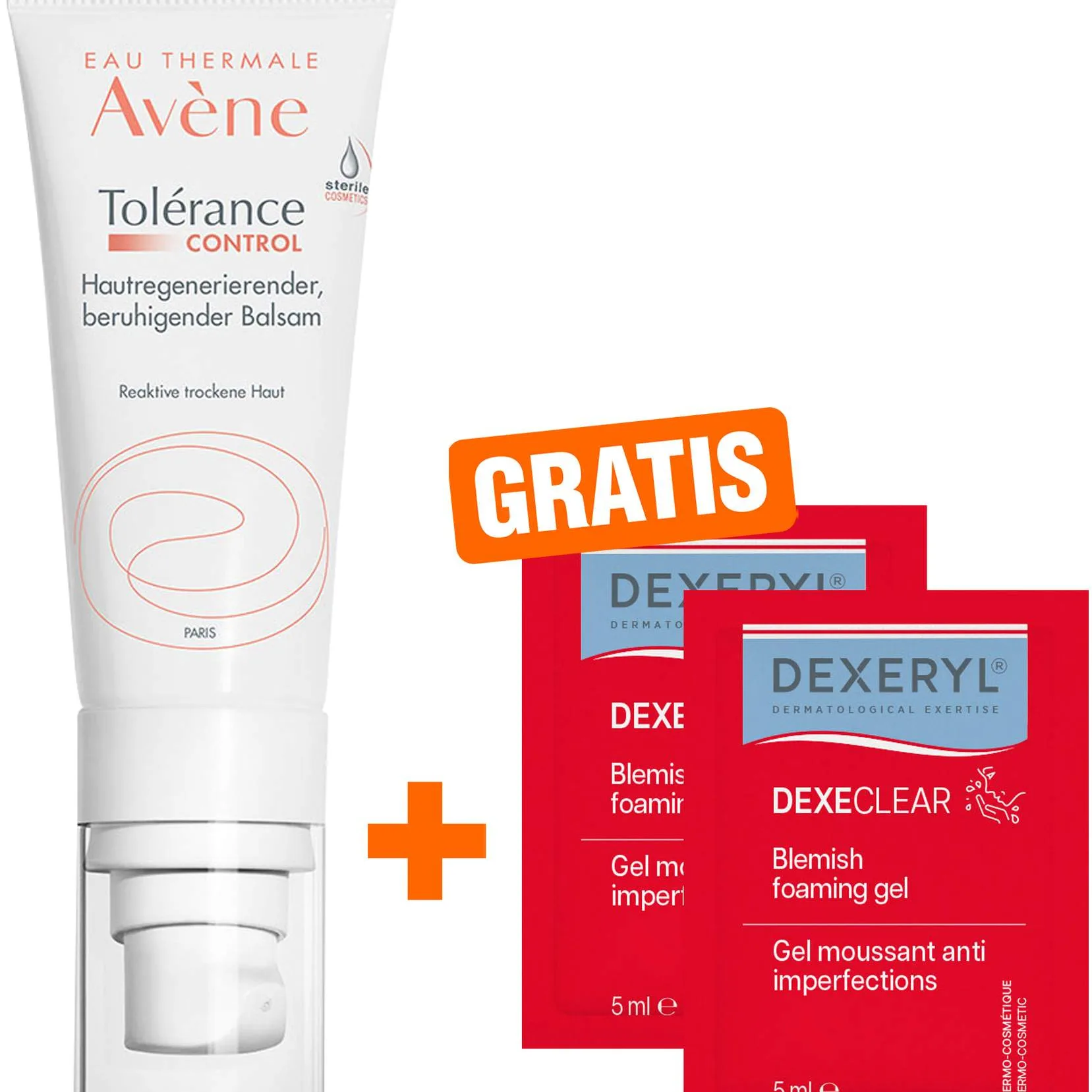 Avene Tolerance Control Balsam 40 ml + gratis Dexeryl Dexeclear schäumendes Reinigungsgel 2 x 5 ml - Bei überempfindlicher Haut