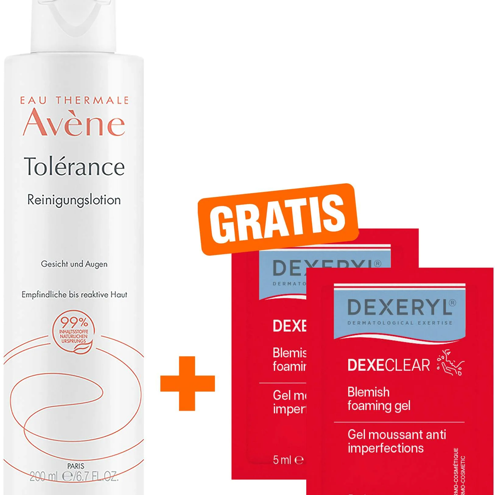Avene Tolerance Reinigungslotion 200 ml + gratis Dexeryl Dexeryl Dexeclear schäumendes Reinigungsgel 2 x 5 ml - Bei empfindlicher und allergischer Haut