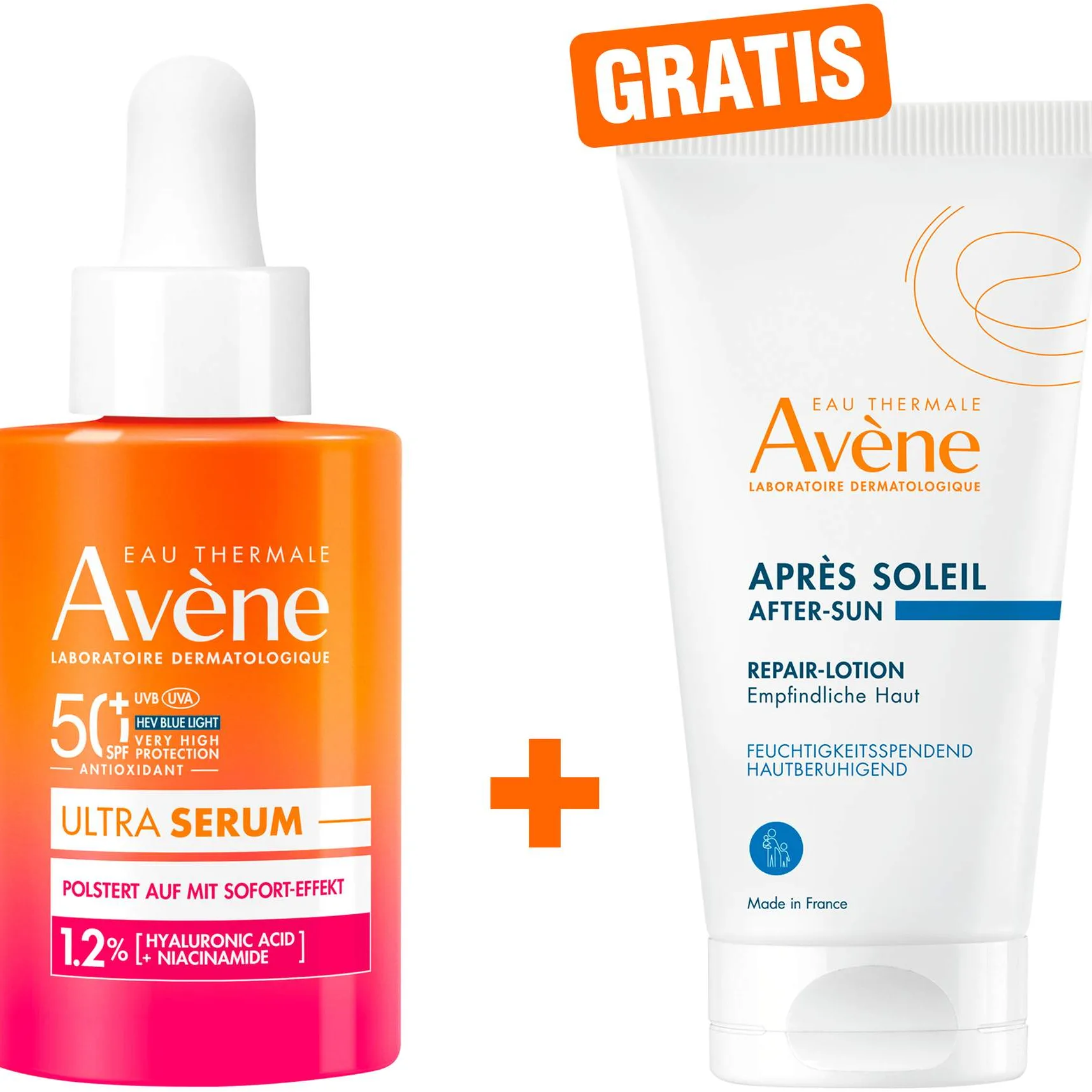 Avene Ultra Serum aufpolsternd SPF 50+ 30 ml + gratis Avene Repair-Lotion nach der Sonne 50 ml - Sonnenschutz