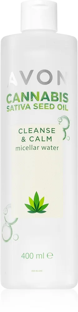 Avon Cannabis Sativa Oil Cleanse & Calm Sminkborttagande micellärt vatten med lugnande egenskaper 400 ml