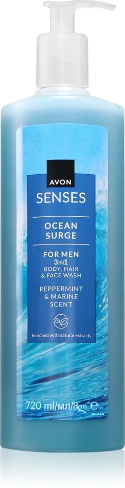 Avon Senses Ocean Surge Kroppstvätt för män 3-i-1 720 ml