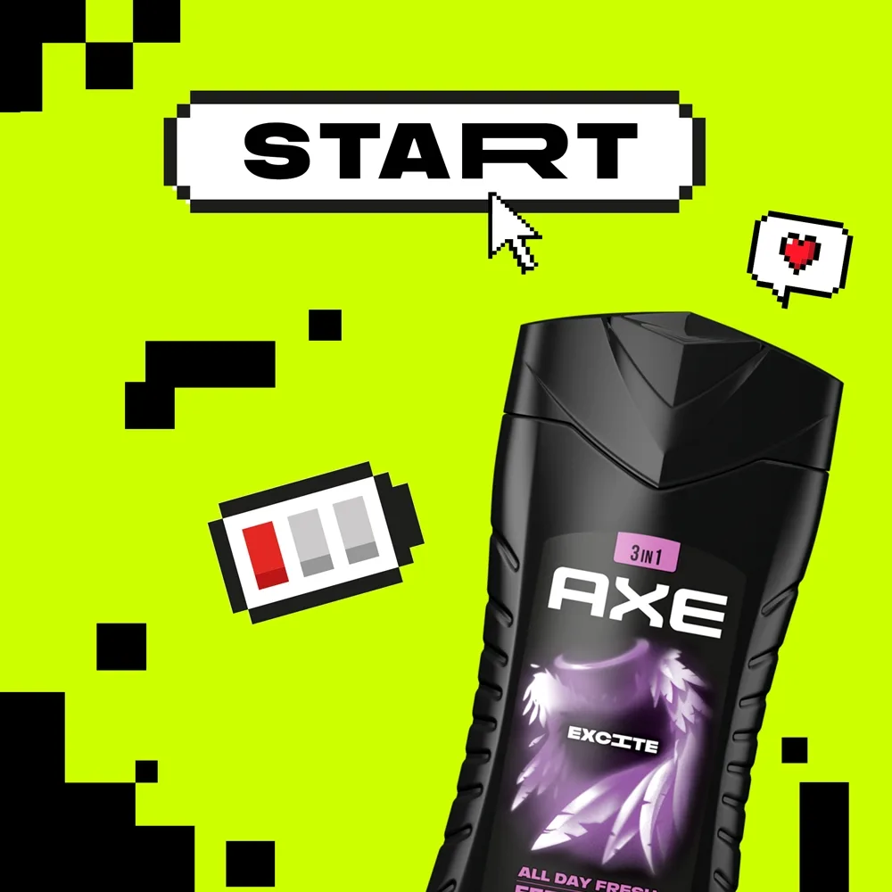 Axe Excite Dusch-gel för ansikte, kropp och hår 400 ml