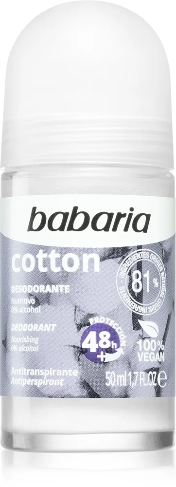 Babaria Deodorant Cotton Antiperspirant Roll-On med nærende effekt 50 ml
