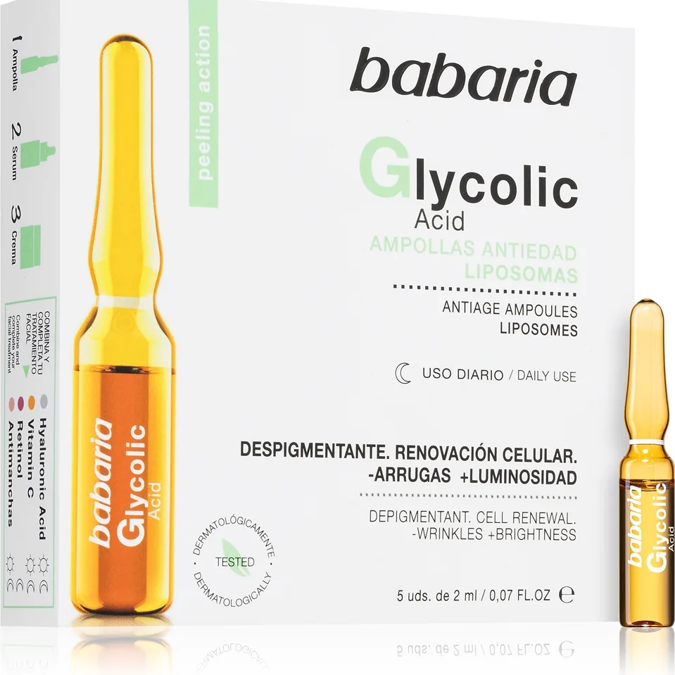 Babaria Glycolic Acid Uppljusande serum mot rynkor I ampuller 5x2 ml