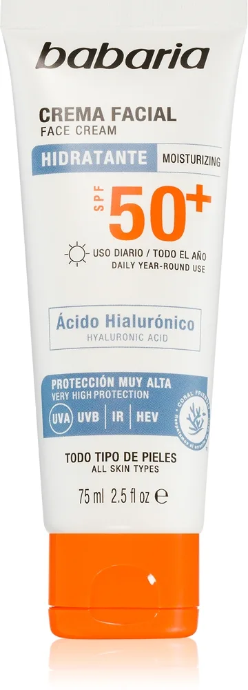 Babaria Sun Face Vattentätt solskydd för ansiktet SPF 50+ 75 ml