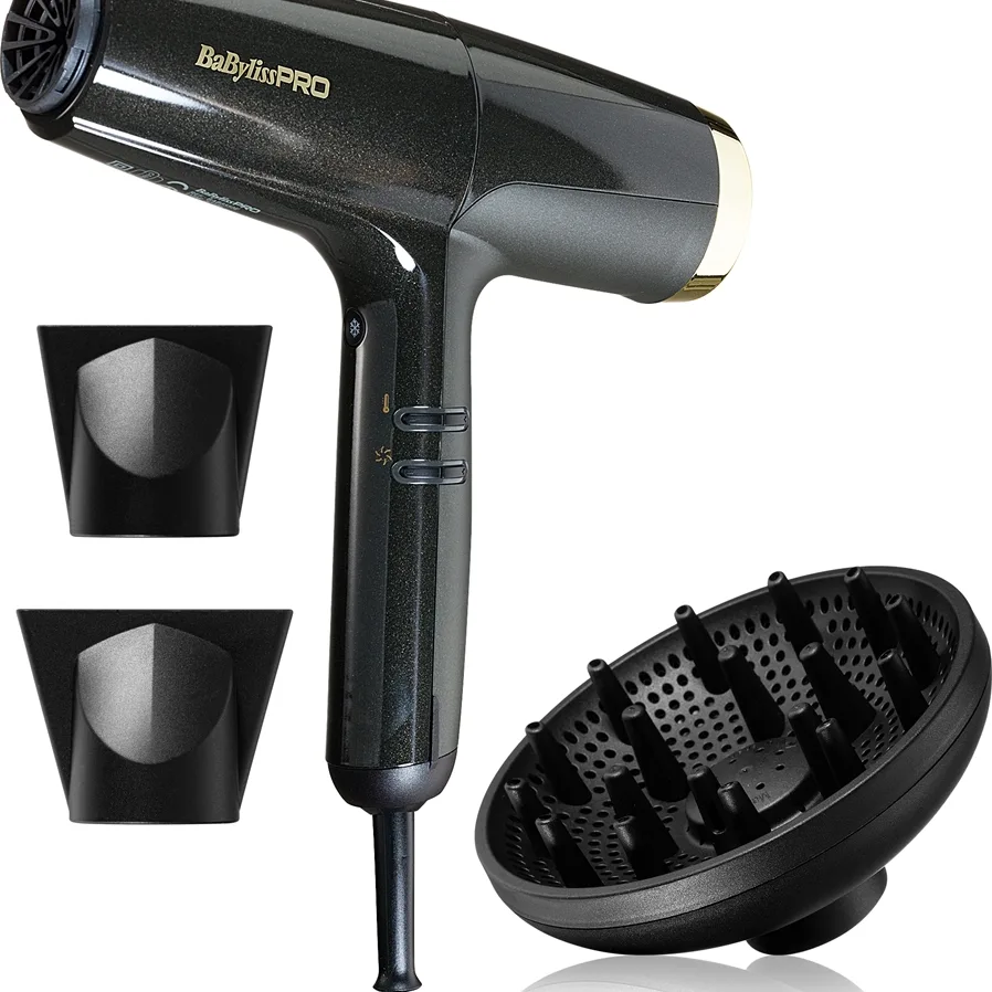 BaByliss PRO Falco Hair dryer BLACK & GOLD hiustenkuivaaja integroitu ionisointitoiminto 1 kpl