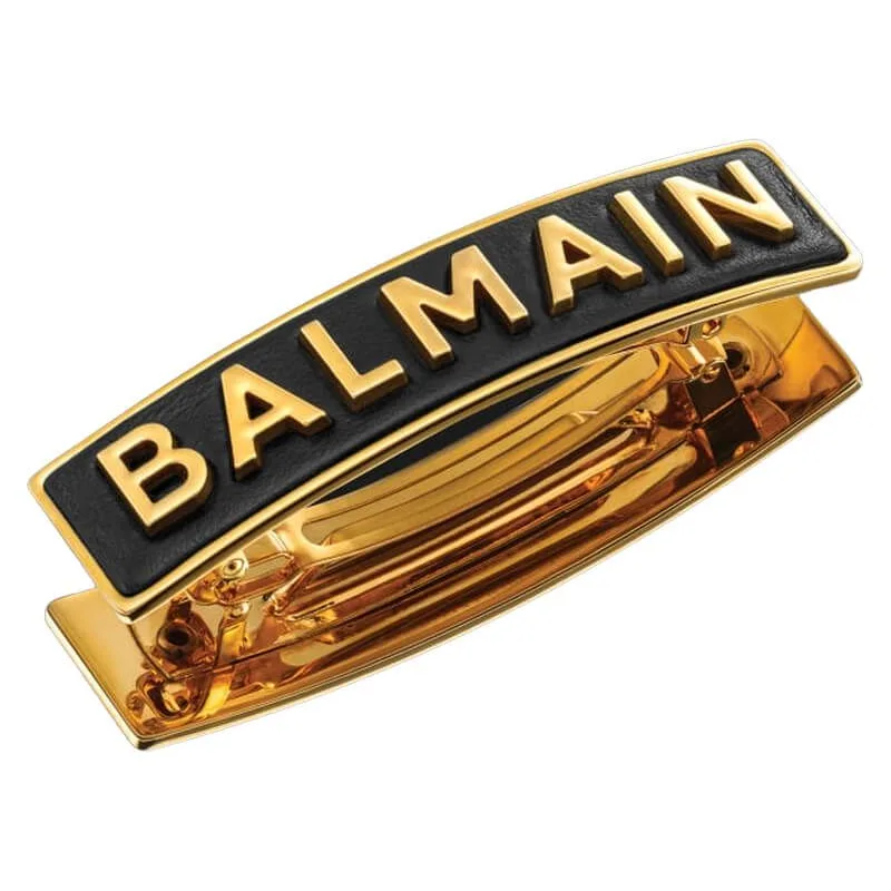 Balmain Gold Plated Barrette Medium Logo
