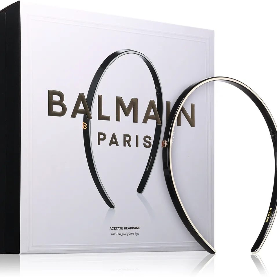 Balmain Hair Couture Cellulose Acetate Headband Black/White Small Diadem