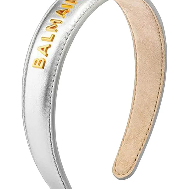 Balmain Leather Hair Barrette silver