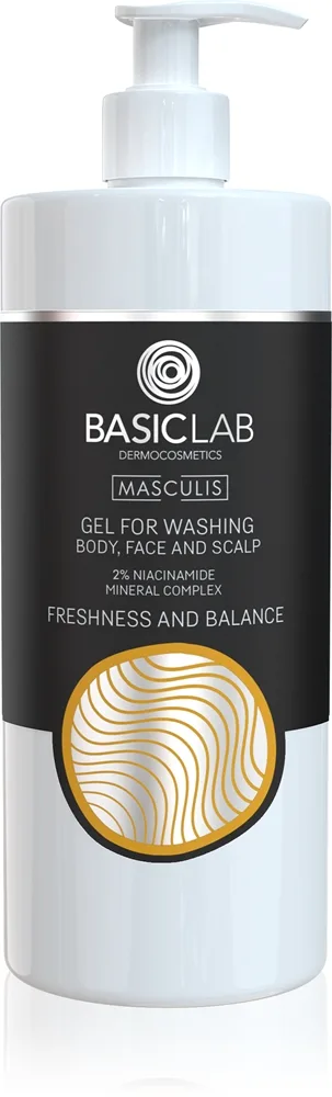 BasicLab Dermocosmetics Masculis suihkugeeli kasvoille, vartalolle ja hiuksille 500 ml
