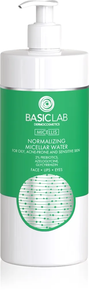 BasicLab Dermocosmetics Micellis misellivesi rasvoittuvalle ja sekaiholle, mukana annostelija 500 ml