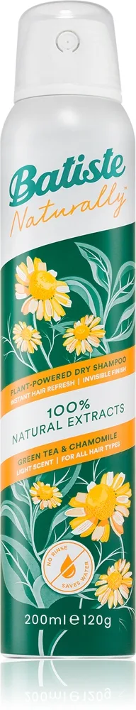 Batiste Naturally Green tea & Chamomile Opfriskende og fedtabsorberende tørshampoo 200 ml