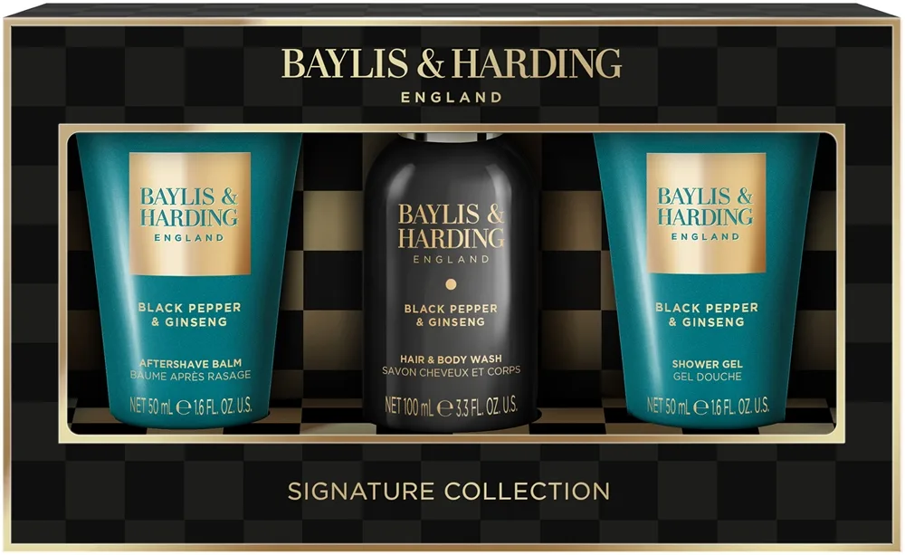 Baylis & Harding Black Pepper & Ginseng lahjasetti kasvoille, vartalolle ja hiuksille miehille