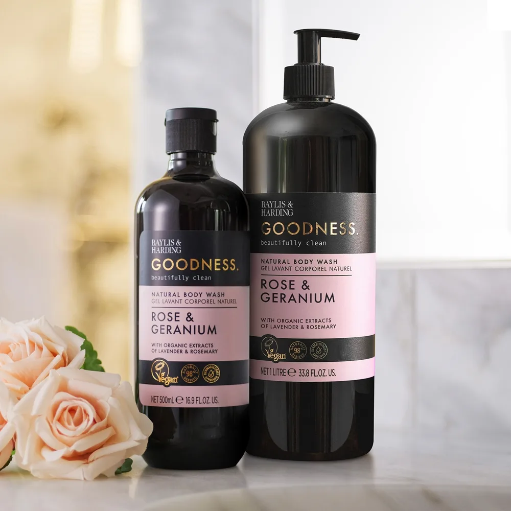 Baylis & Harding Goodness Rose & Geranium Duschtvål 1000 ml