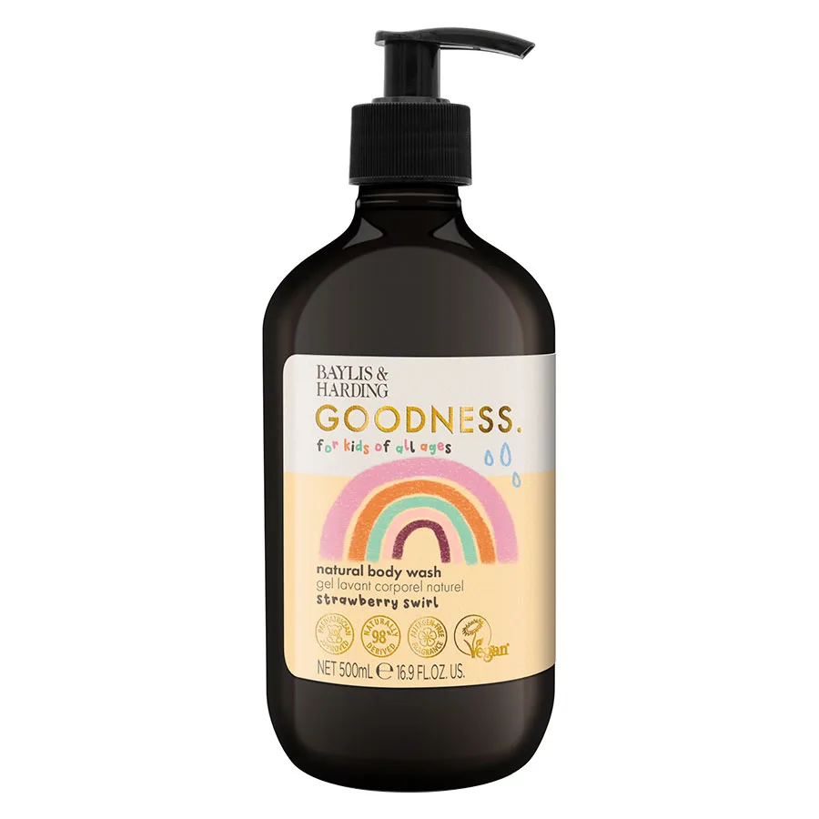 Baylis & Harding Goodness Strawberry Swirl hellävarainen pesugeeli syntymästä lähtien 500 ml
