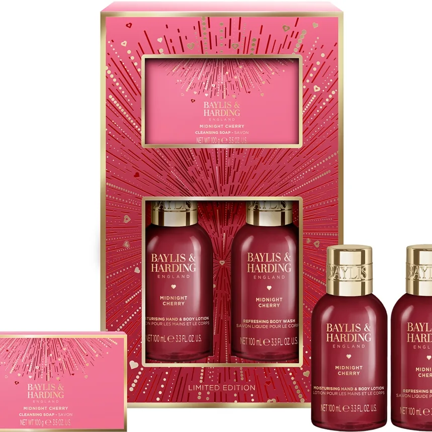 Baylis & Harding Midnight Cherry Body Trio Gift Set 3x100ml