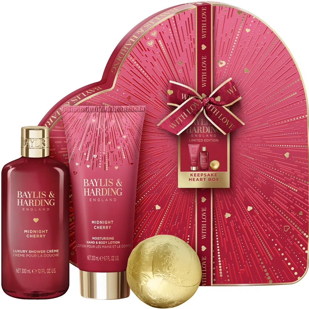 Baylis & Harding Midnight Cherry Presentförpackning I form av ett hjärta