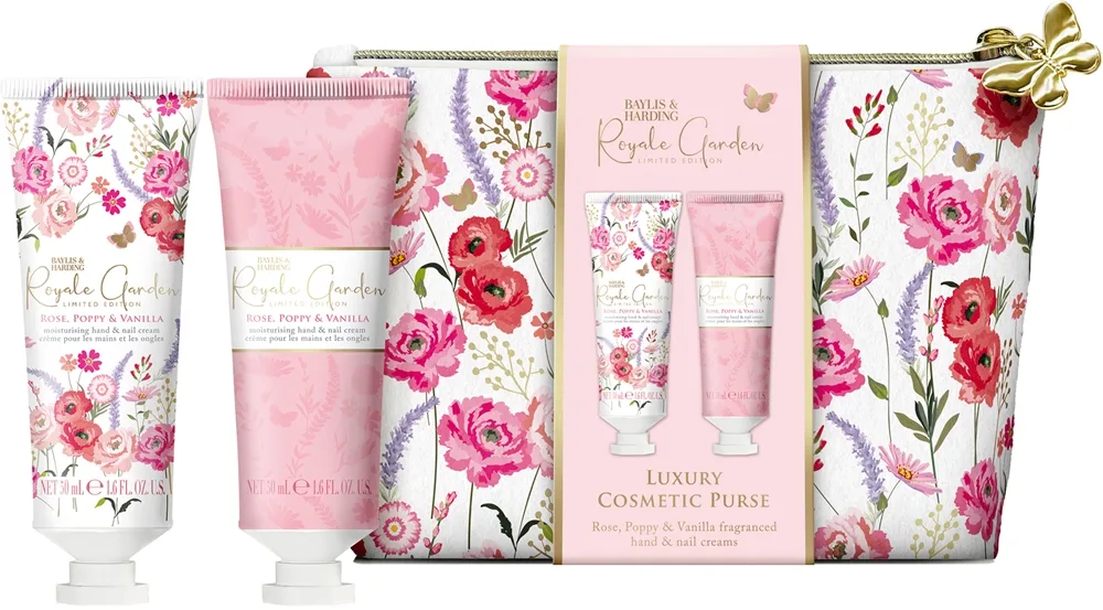 Baylis & Harding Royale Garden Rose, Poppy & Vanilla lahjasetti meikkipussi