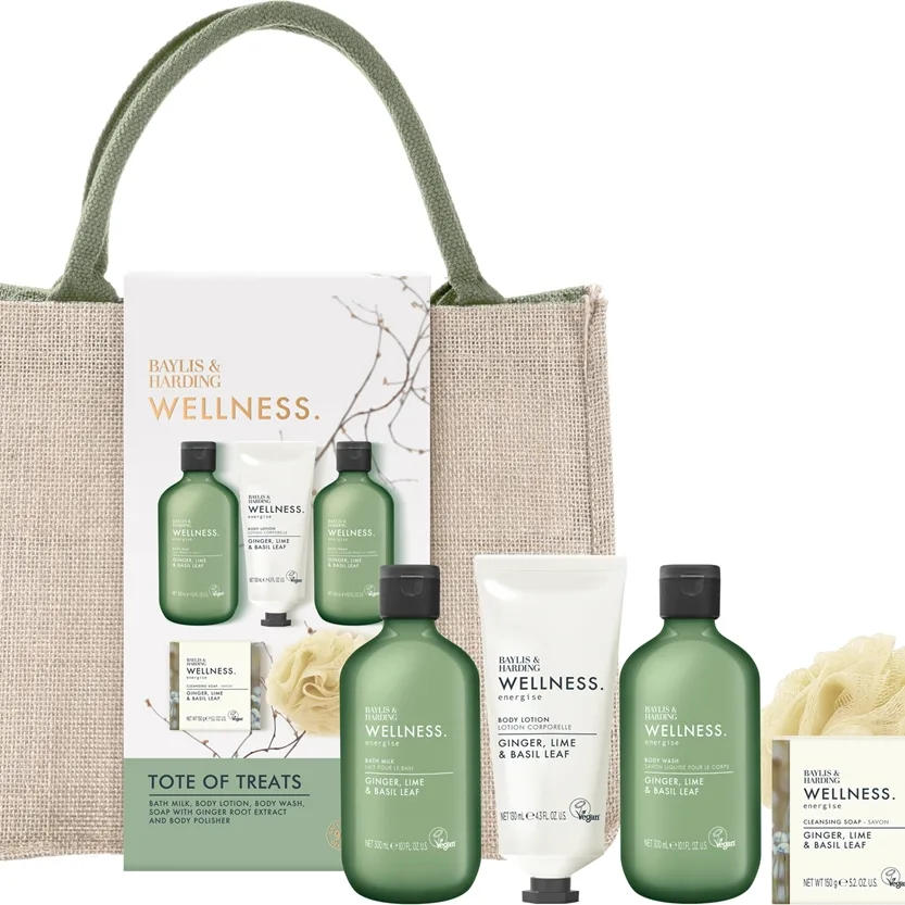 Baylis & Harding Wellness. Energise Presentförpackning kosmetik bag Ginger, Lime & Basil Leaf