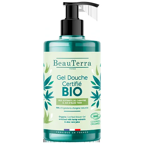 BeauTerra Organic Shower Gel Hemp & Aloe Vera - 750 ml.