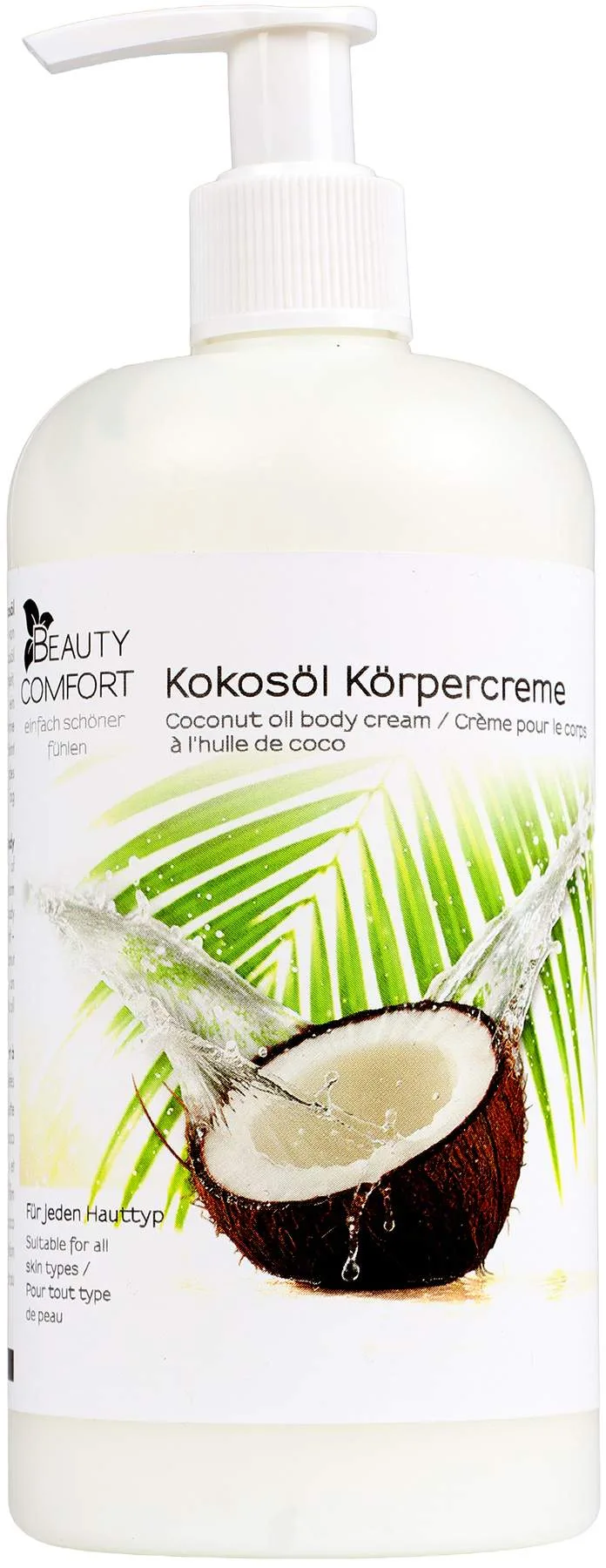 Beauty Comfort Kokosöl Körpercreme 500 ml Pumpspender - Pflegt die Haut und spendet Feuchtigkeit