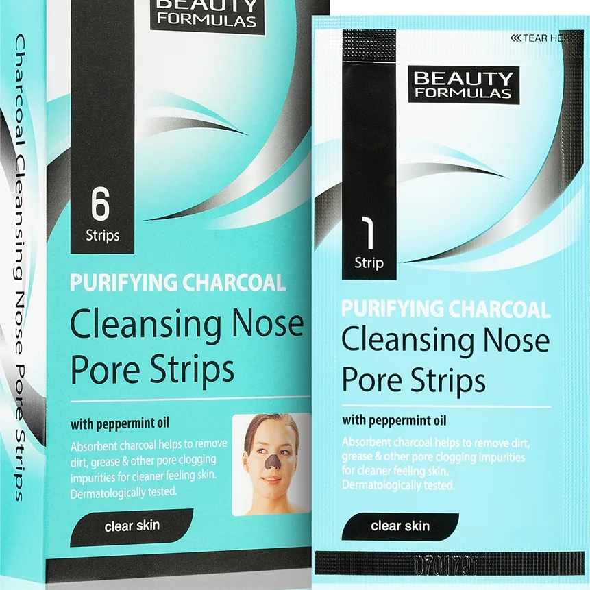 Beauty Formulas Clear Skin Purifying Charcoal Rengörande mask med aktivt kol För näsa 6 st.