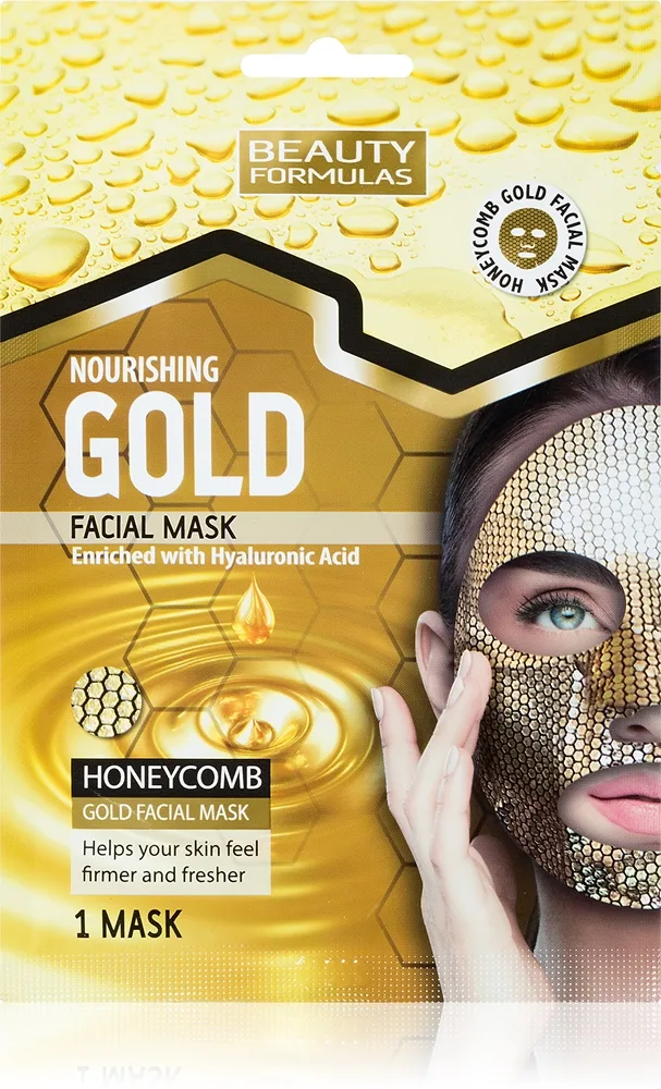 Beauty Formulas Gold närande arkmask för ansiktet med hyaluronsyra 1 st.