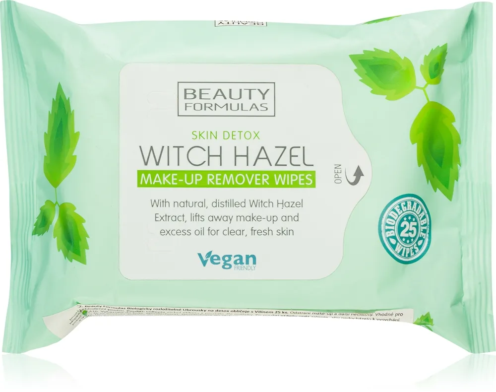 Beauty Formulas Witch Hazel Rengörande och sminkborttagande servetter 25 st.