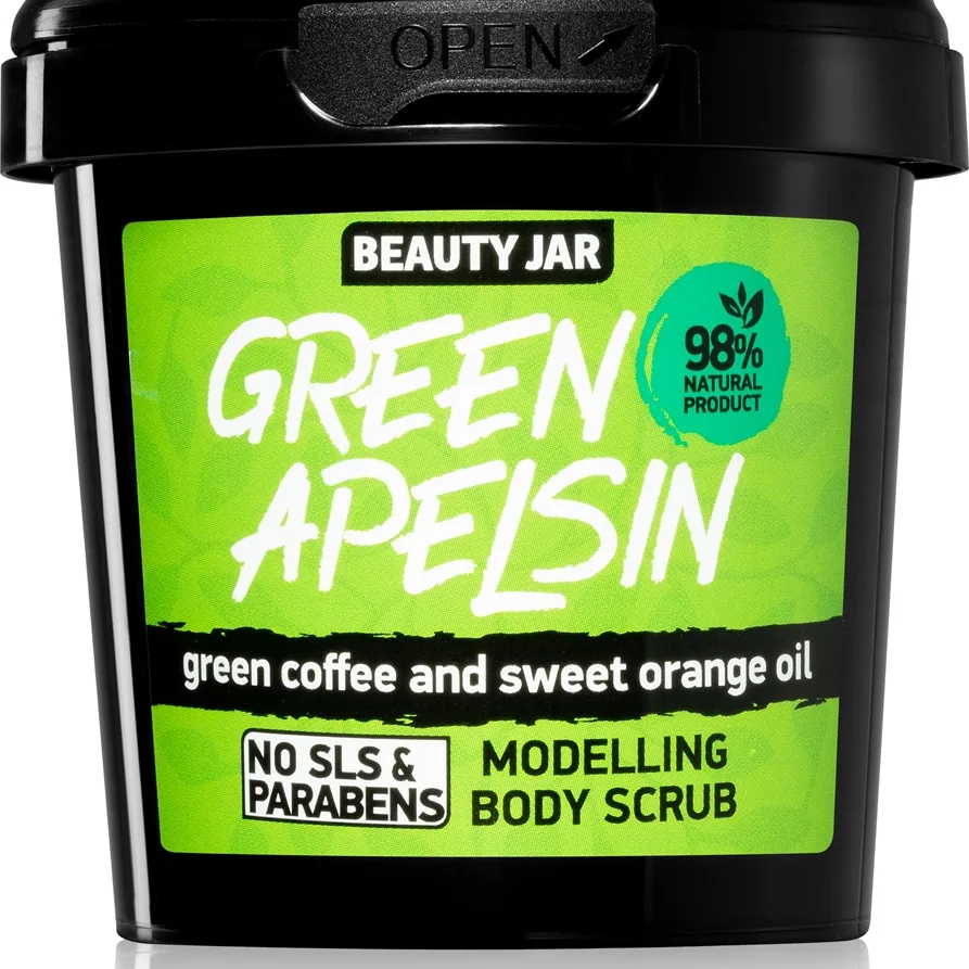 Beauty Jar Green Apelsin Opfriskende kropsskrub Med kaffeekstrakter 200 g