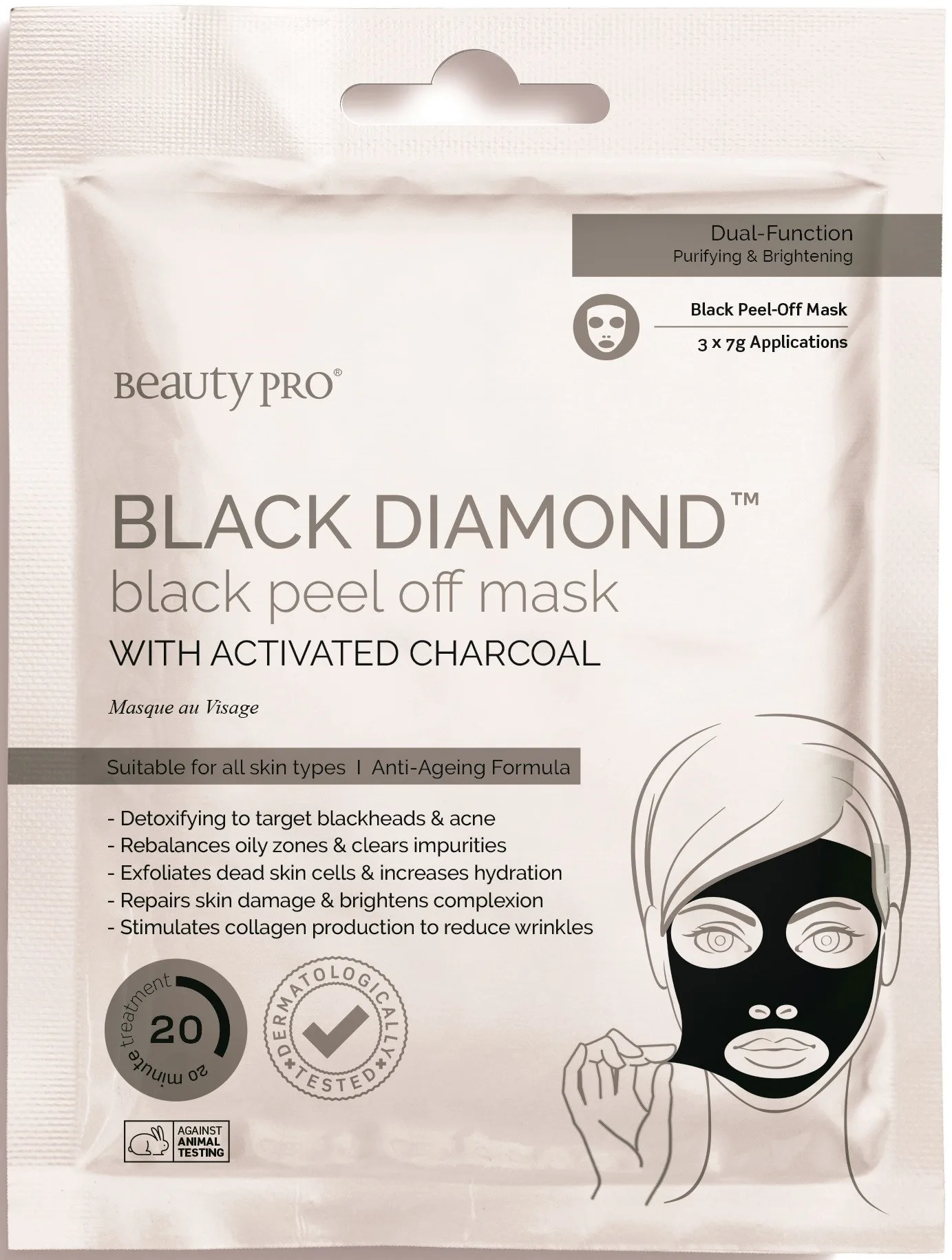 Beauty PRO Black Diamond Black Peel-Off Mask With Activated Charc