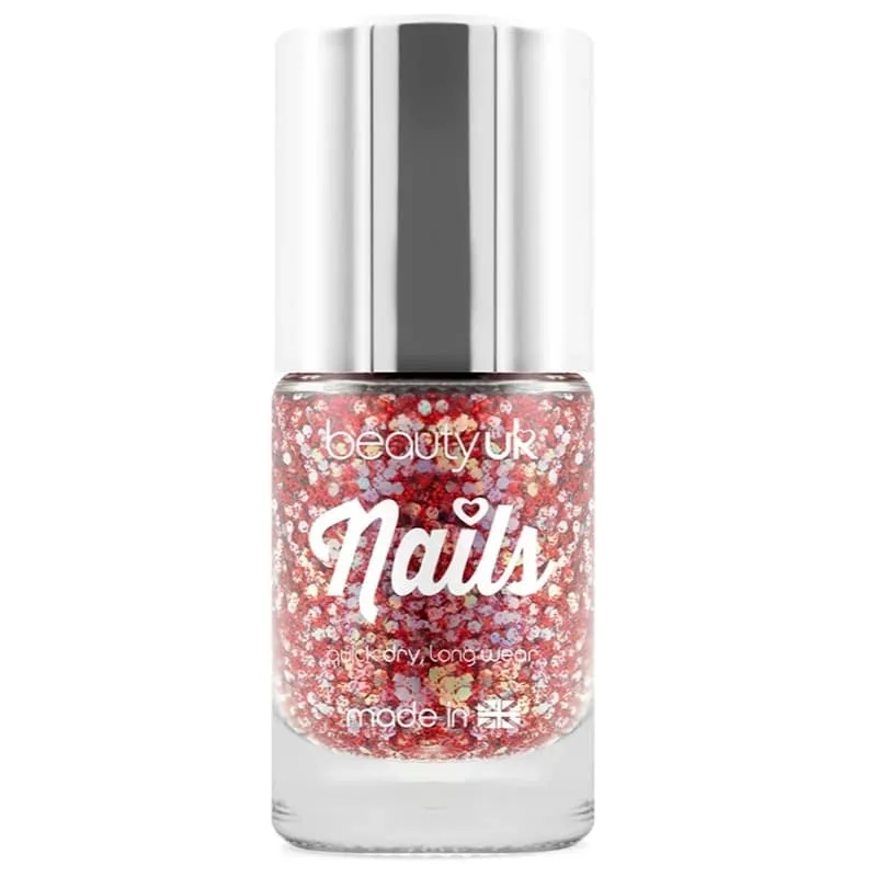 Beauty UK Glitter Nail Polish - Astral Stars Red