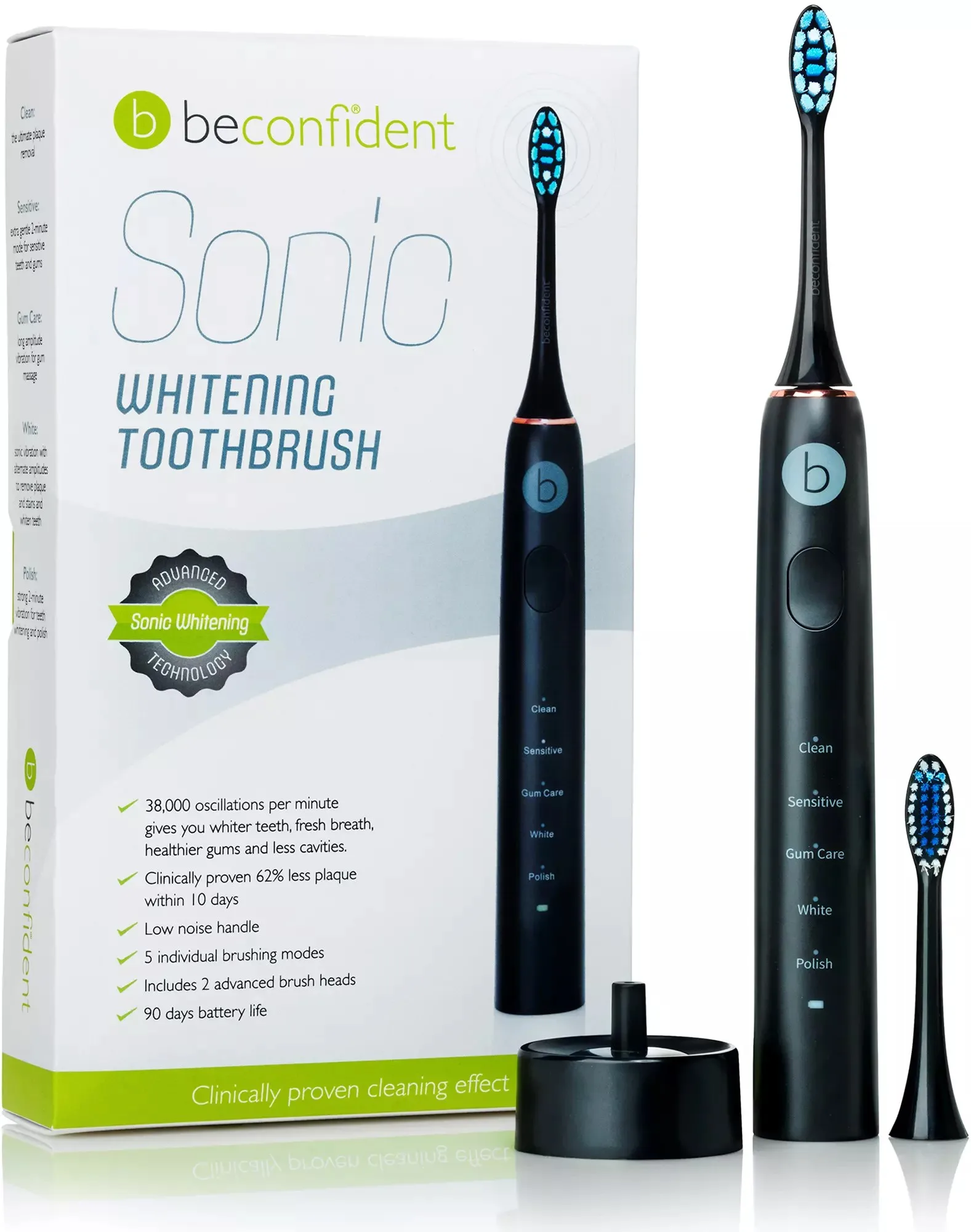 Beconfident Sonic Electric Whitening Toothbrush Black/Rose Gold (1 stk)