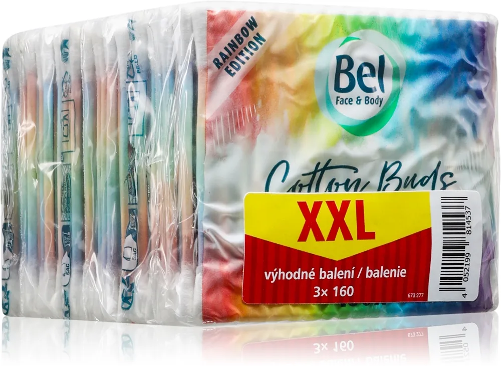 Bel Face & Body Rainbow vatpinde Økonomipakke 3x160 stk.