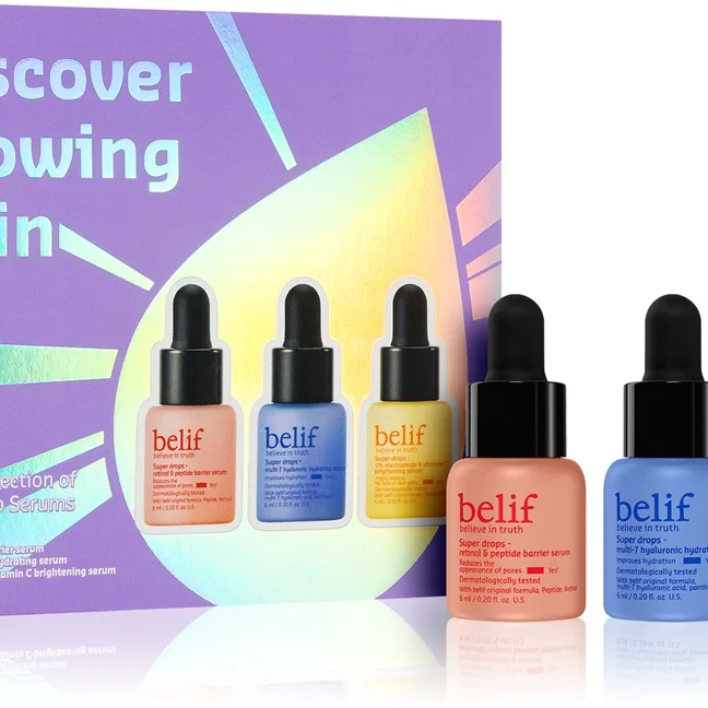 belif Super Drops Discover Glow Skin Kit Presentförpackning för fläckfri hud