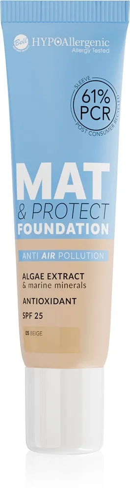 Bell Hypoallergenic Mat & Protect Långvarig mattifierande foundation SPF 25 Skugga 05 Beige 30 g