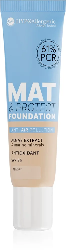 Bell Hypoallergenic Mat & Protect Långvarig mattifierande foundation SPF 25 Skugga 06 Caramel 30 g