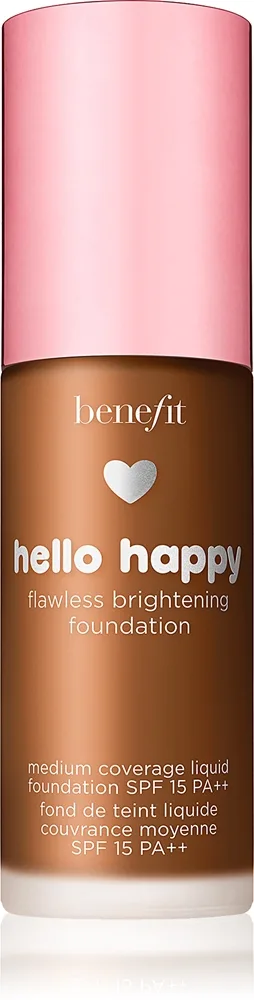Benefit Hello Happy Flawless Brightening Foundation Illuminerande flytande foundation SPF 15 Skugga 08 Tan Warm 30 ml