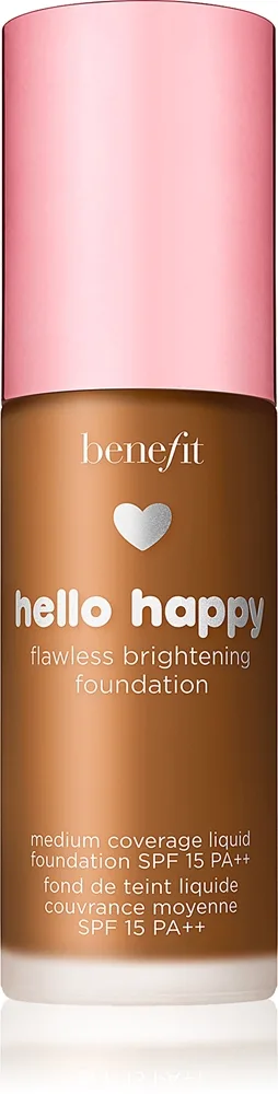 Benefit Hello Happy Flawless Brightening Foundation Illuminerande flytande foundation SPF 15 Skugga 09 Deep Neutral 30 ml