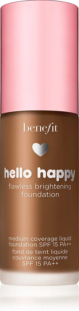 Benefit Hello Happy Flawless Brightening Foundation Illuminerande flytande foundation SPF 15 Skugga 12 Dark Warm 30 ml
