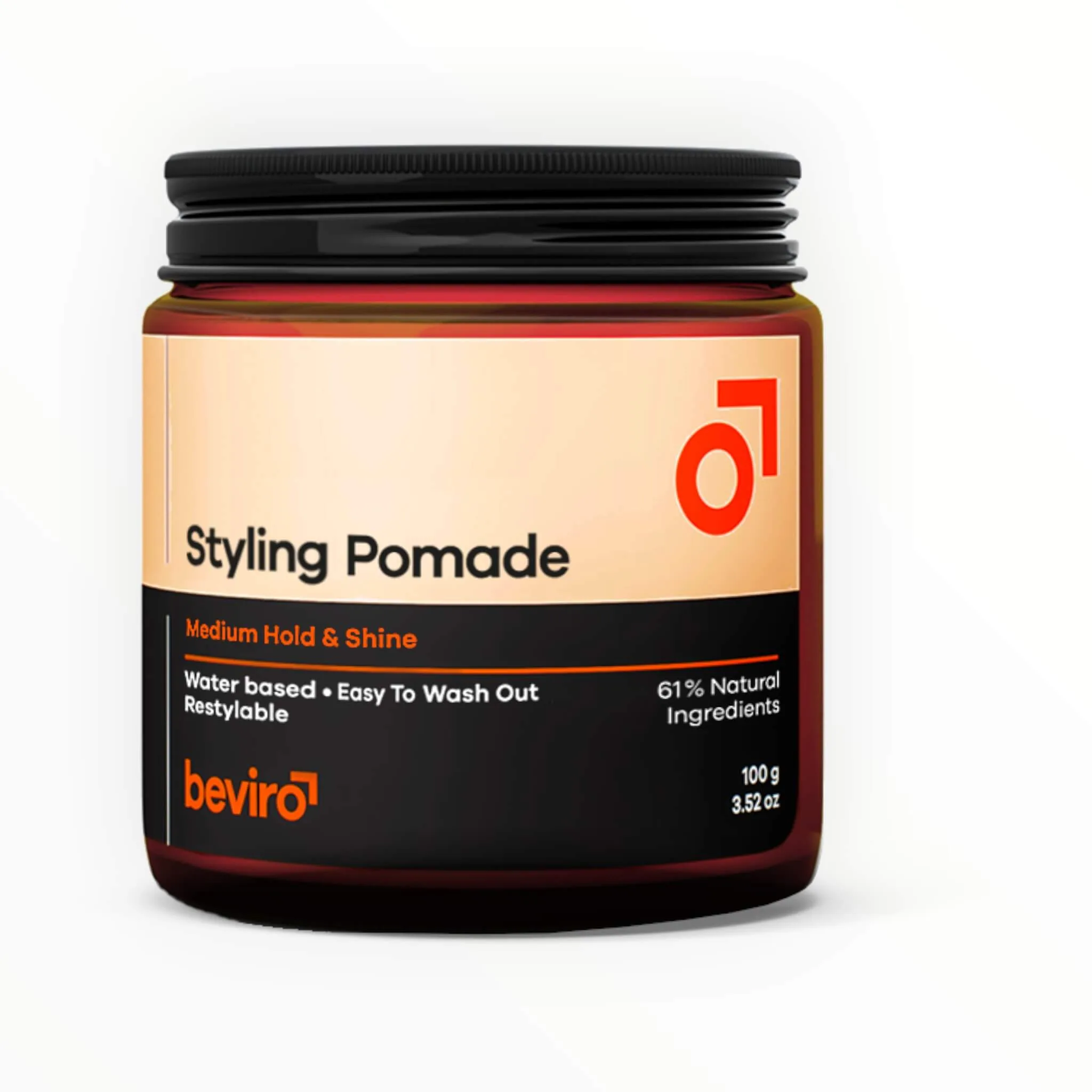 Beviro Styling Pomade, Medium Hold & Shine, 100 g.