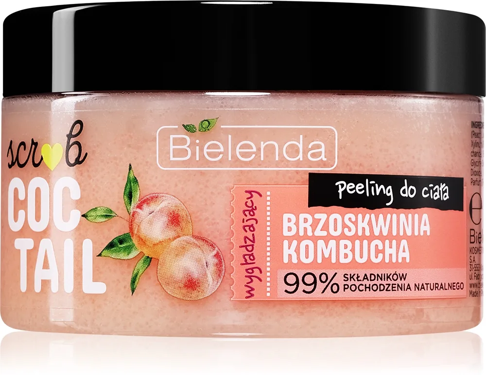 Bielenda Coctail Scrub Peach + Kombucha Kroppsskrubb med återfuktande effekt 350 g