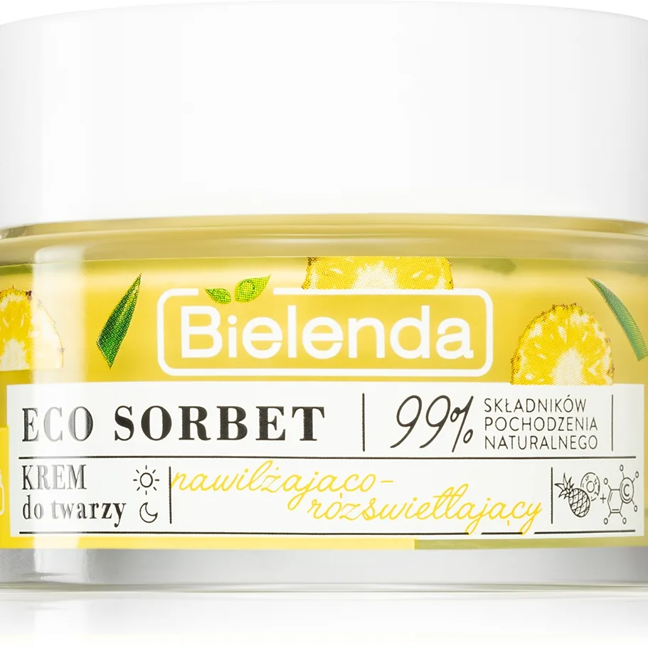 Bielenda Eco Sorbet Pineapple fuktgivande och ljusnande hudkräm 50 ml